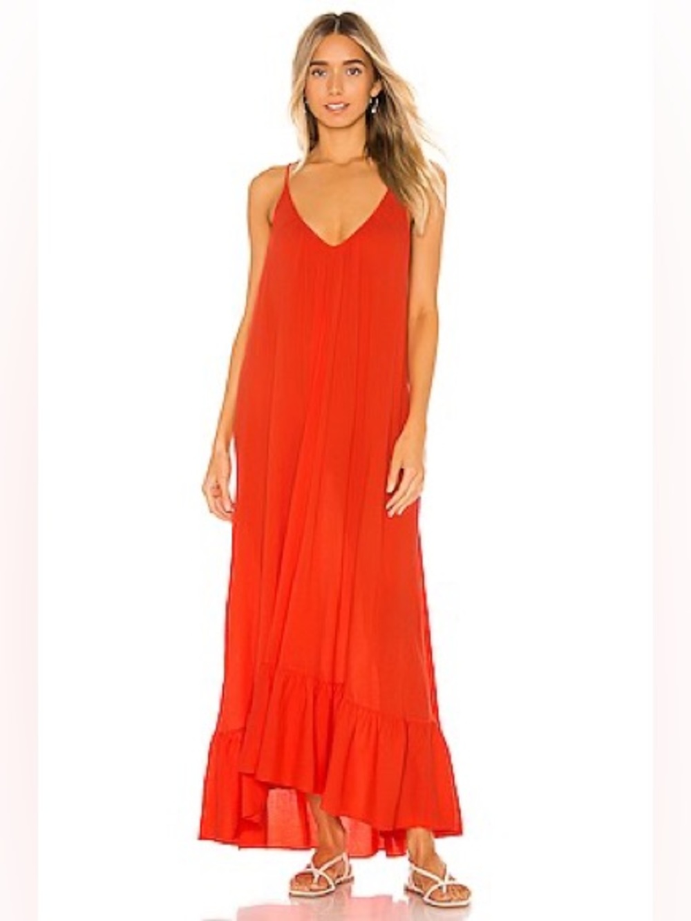 9Seed Paloma Ruffle Maxi Dress in Dahlia, One Size!